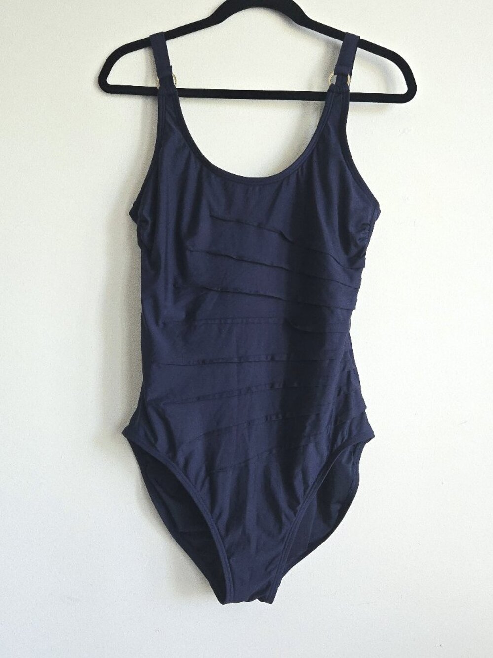 Calvin Klein Navy Ruched One-Piece Swimsuit | Size 14